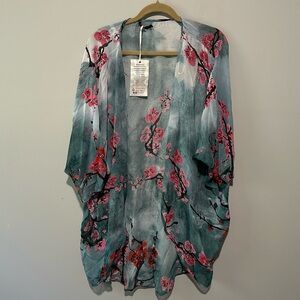 Namaskar Australia Blue Cherry Blossom Print Caftan OS